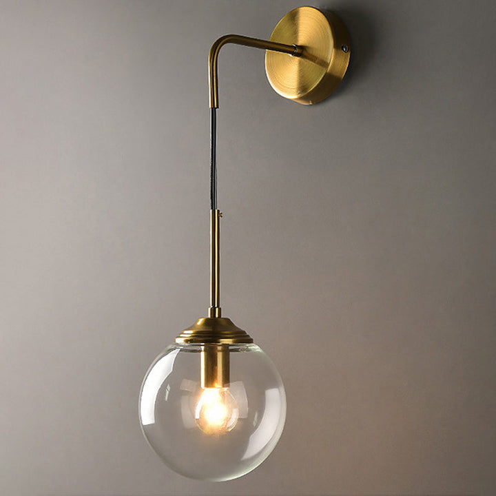 Globe Glass Wall Mount Light Fixture Contemporary 1 Head Gold Wall Lighting for Bedroom | Stornfield
