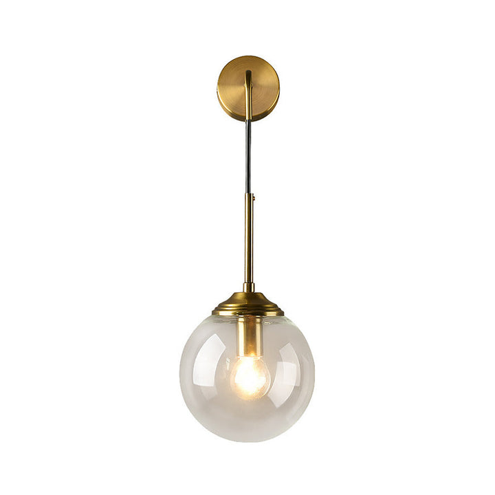 Globe Glass Wall Mount Light Fixture Contemporary 1 Head Gold Wall Lighting for Bedroom | Stornfield