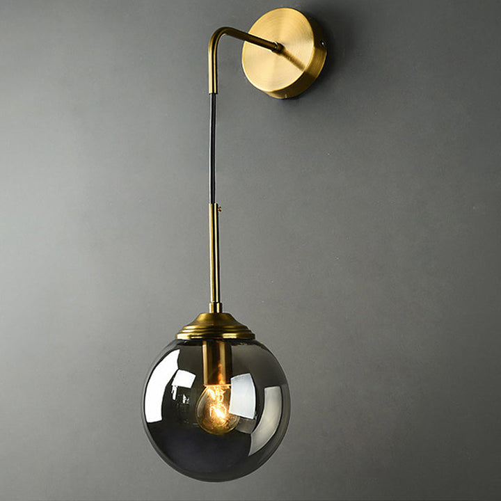 Globe Glass Wall Mount Light Fixture Contemporary 1 Head Gold Wall Lighting for Bedroom | Stornfield
