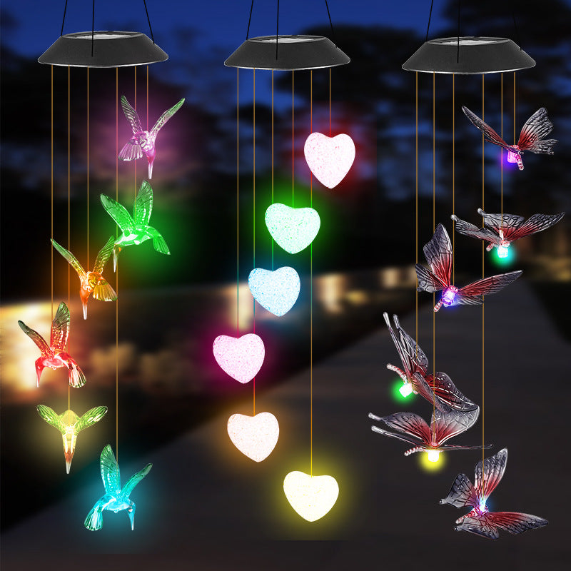 LED Solar Butterfly Wind Chime Garden Hanging Light Stornfield