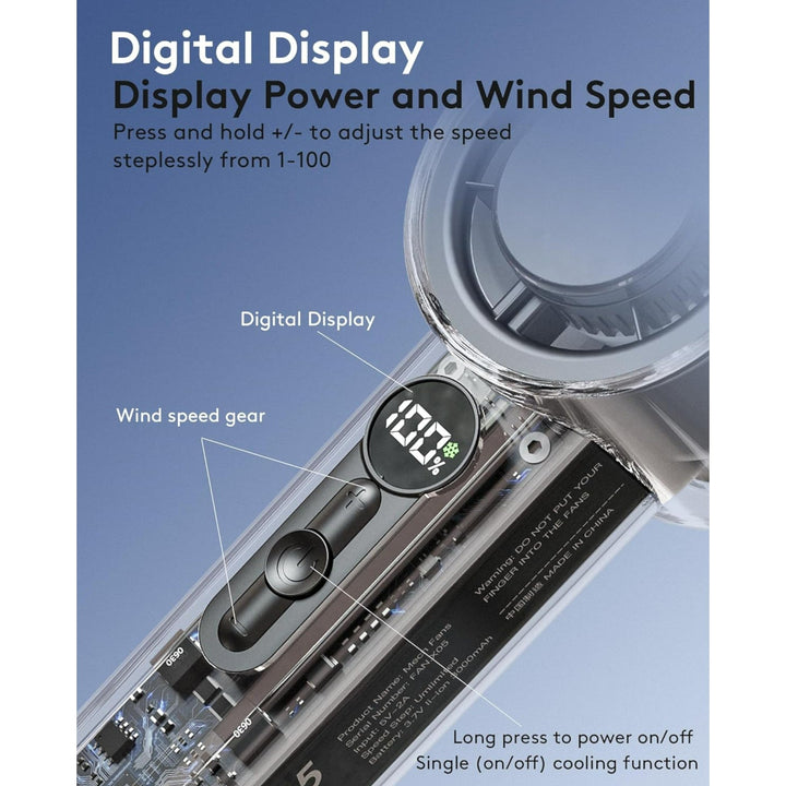 Rechargeable Handheld Fan with LED Digital Display – 3000mAh | Stornfield
