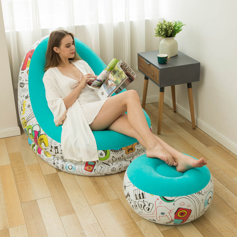 Women Inflatable Comfort Bean Bag Chair with Footrest Stornfield