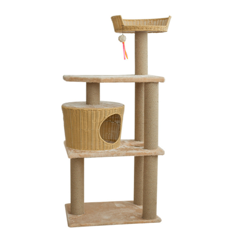 Cat furniture tree with natural rattan elements Stornfield