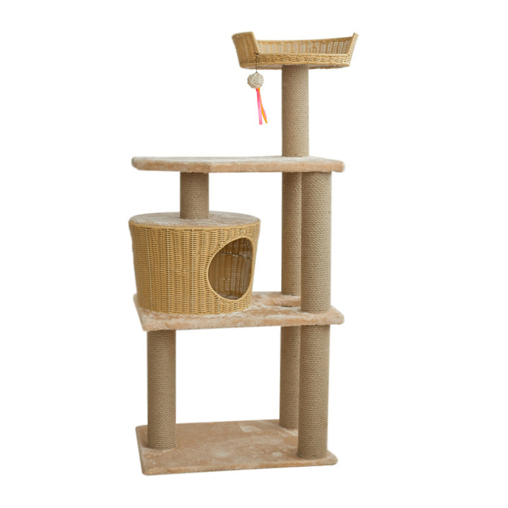 Cat furniture tree with natural rattan elements Stornfield