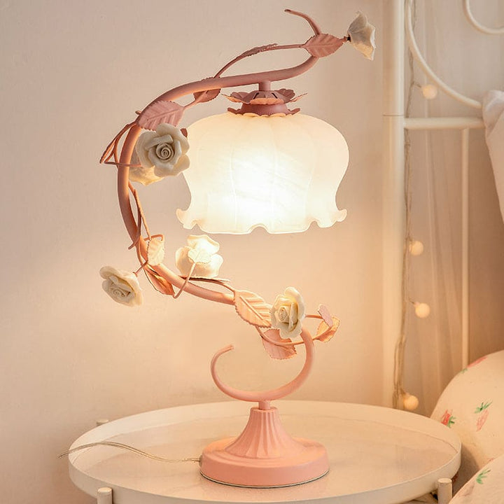 RoseLux - Handmade Ceramic Rose TaStornfielde Lamp | Pastoral Style Ambient Lighting | Stornfield