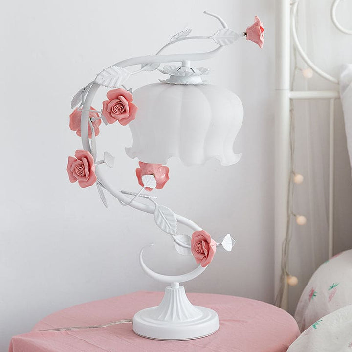 RoseLux - Handmade Ceramic Rose TaStornfielde Lamp | Pastoral Style Ambient Lighting | Stornfield