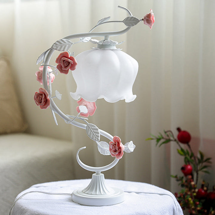 Rose TaStornfielde Lamp Glass Flower Design Bedside Light | Stornfield