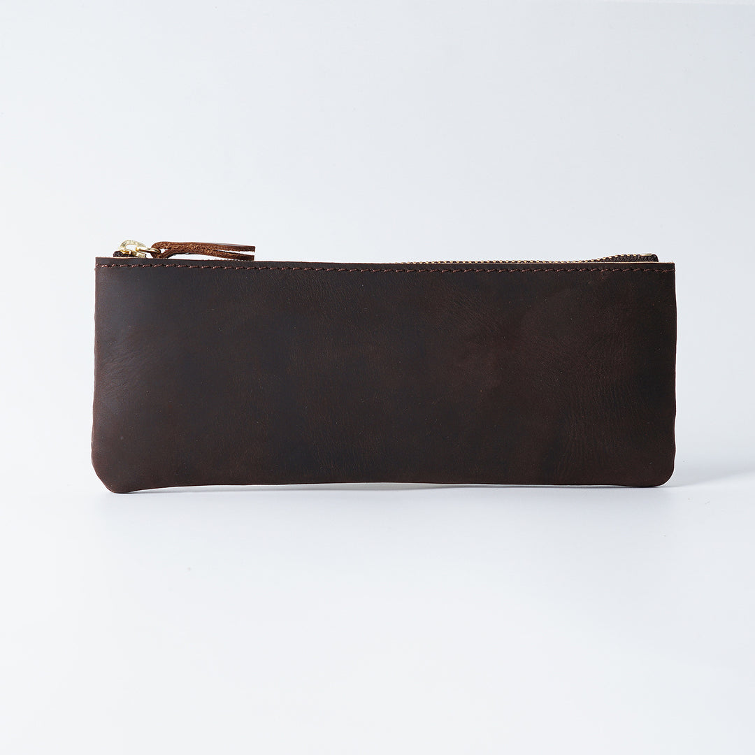 Leather Zippered Pencil Pouch