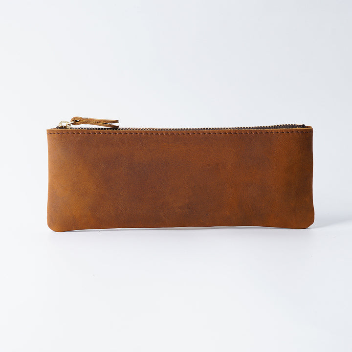 Leather Zippered Pencil Pouch