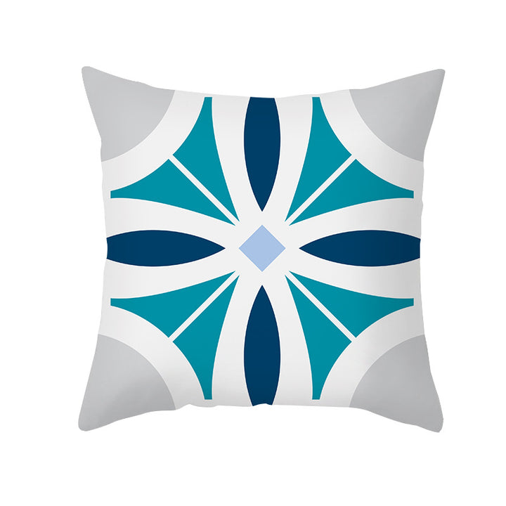 Square Decorative Throw Pillow Cover Mediterranean Tile Floral Motif with Hidden Zipper