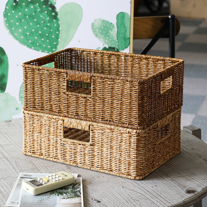 Handcrafted Rectangular Wicker Storage Bin Stornfield