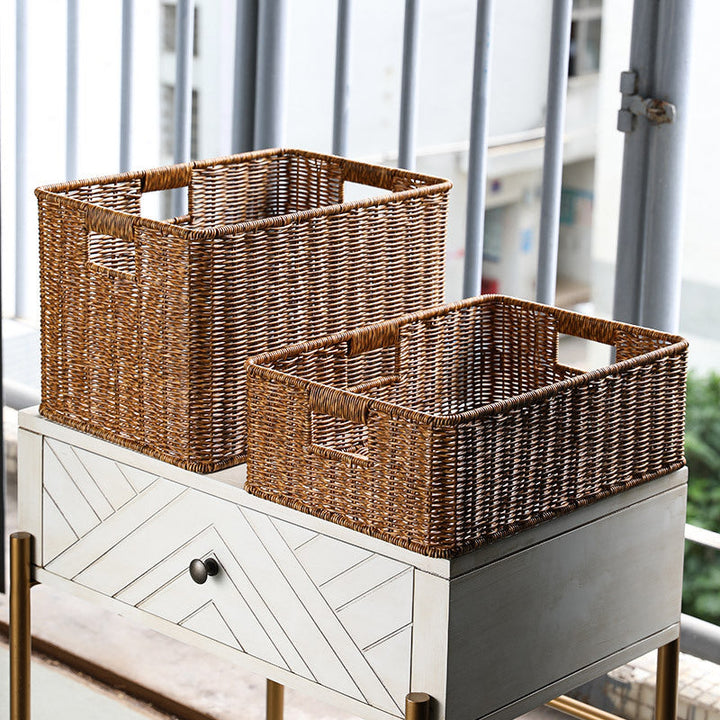 Handcrafted Rectangular Wicker Storage Bin Stornfield