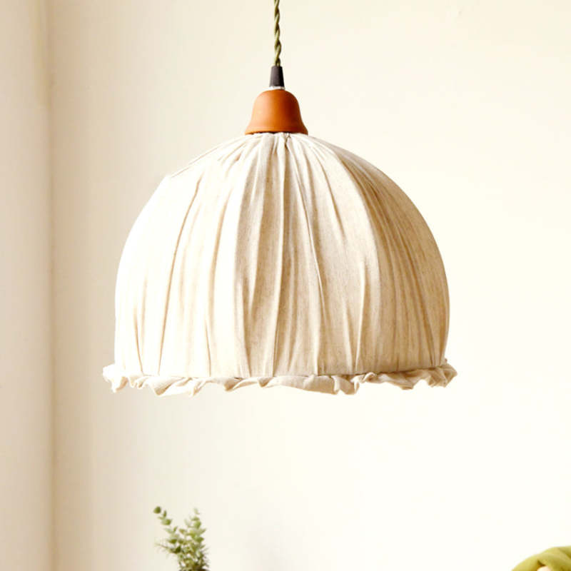EcoLume - Minimalist Scandinavian LED Pendant Light Beige Fabric Shade, AdjustaStornfielde for Living Room and Dining Room | Stornfield