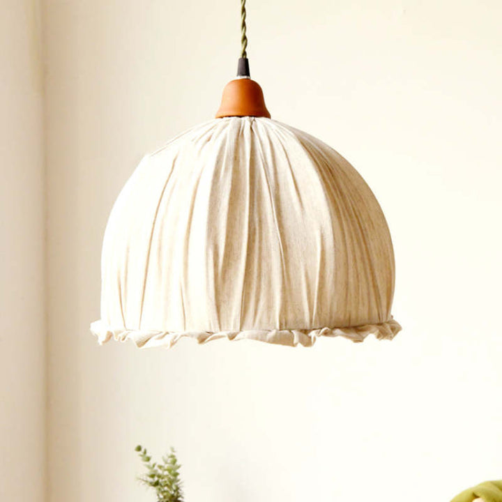 EcoLume - Minimalist Scandinavian LED Pendant Light Beige Fabric Shade, AdjustaStornfielde for Living Room and Dining Room | Stornfield
