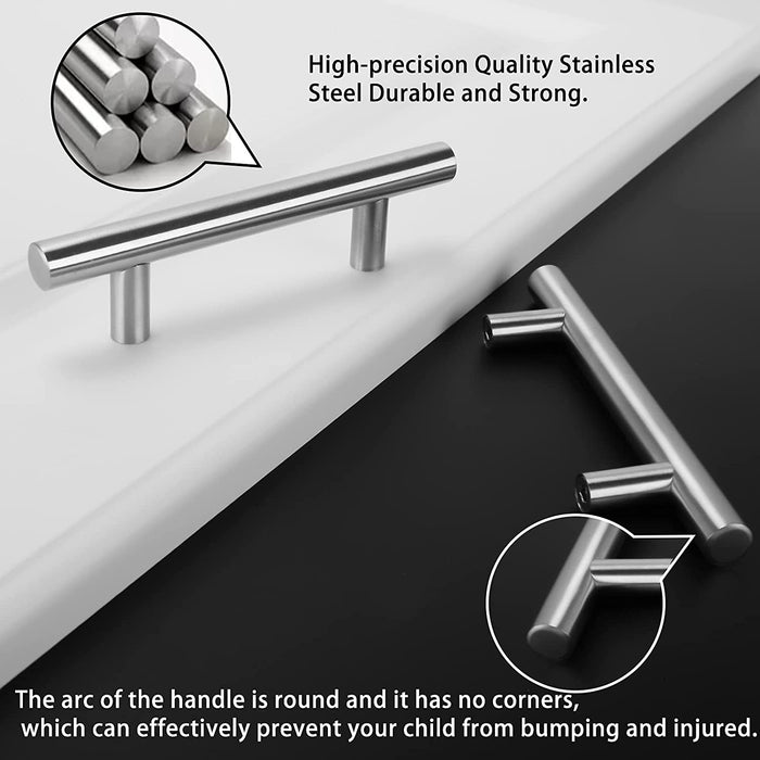 Stornfield | Brushed Nickel Stainless Steel Modern T-Bar Drawer Pulls
