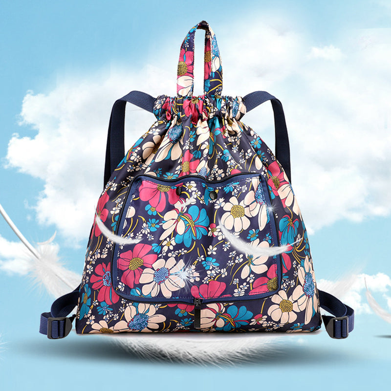 Foldable Printed Nylon Backpack with Drawstring | Stornfield