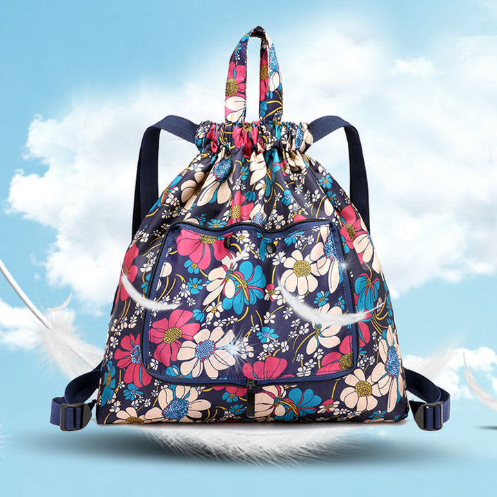 Foldable Printed Nylon Backpack with Drawstring | Stornfield