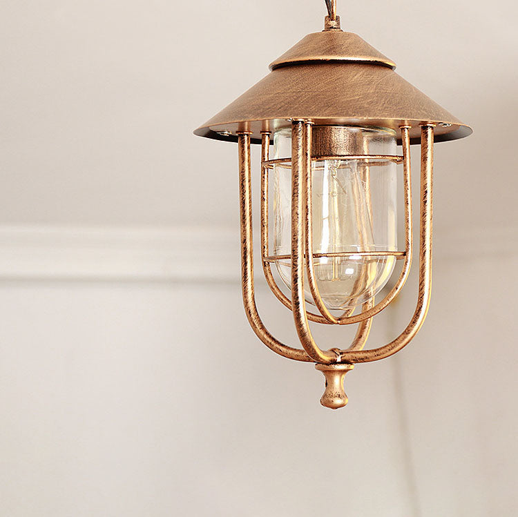 Industrial Vintage Aluminum Cage Glass 1-Light Outdoor Waterproof Pendant Light | Stornfield