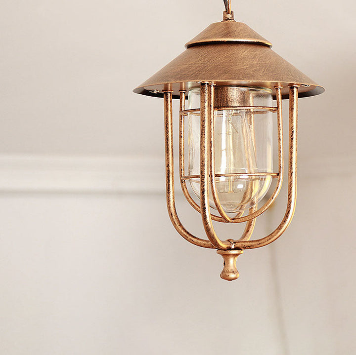 Industrial Vintage Aluminum Cage Glass 1-Light Outdoor Waterproof Pendant Light | Stornfield