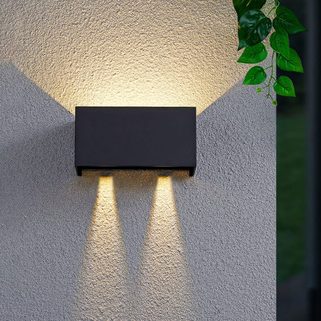 Modern Outdoor Waterproof Rectangular LED Up and Down Illuminated Outdoor Wall Sconce Lamp | Stornfield