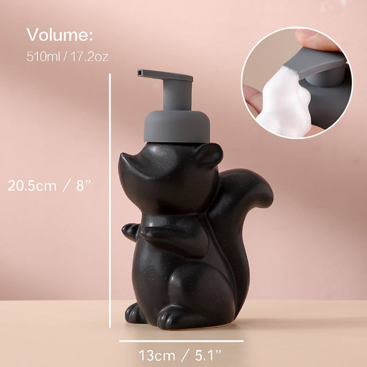 Stornfield | Ceramic Soap Dispenser, Squirrel Foaming Pump Bottle for Bathroom, Animal Design, Reusable Refillable Lotion Pump for Bathroom Kitchen, 510ml/17.2oz