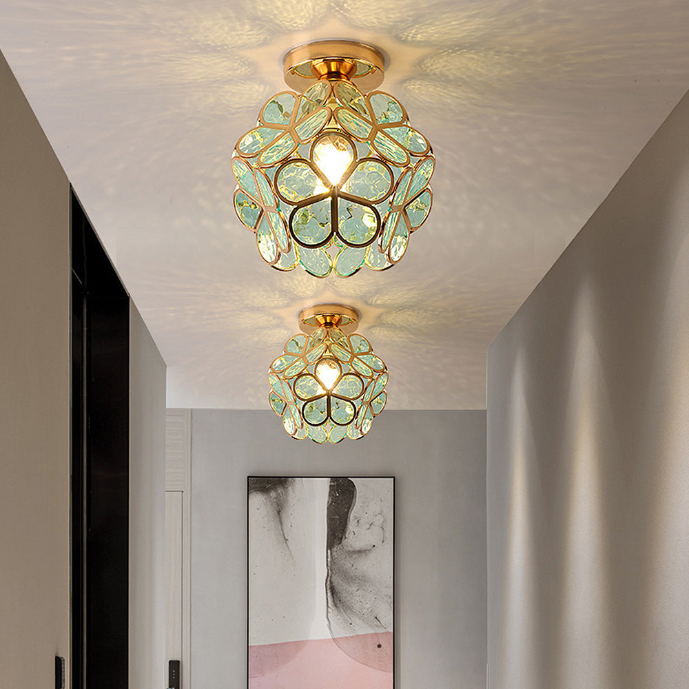 Artistic Glass Ceiling Lamp with Floral Pattern - FlowerHall | Stornfield