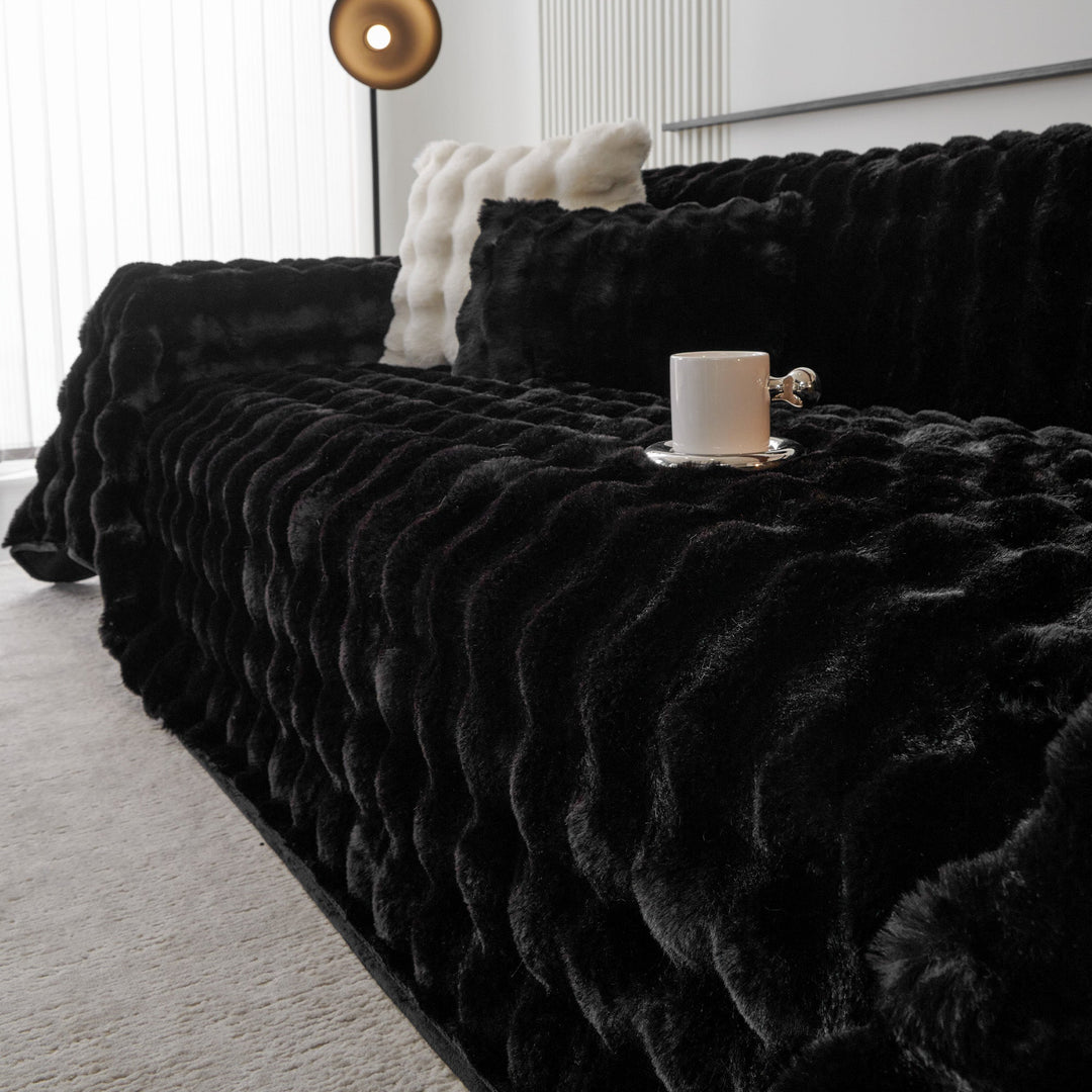 Luxe Ripple Faux Fur Sofa Cover - Modern, Stylish & Durable Sofa Protection | Stornfield