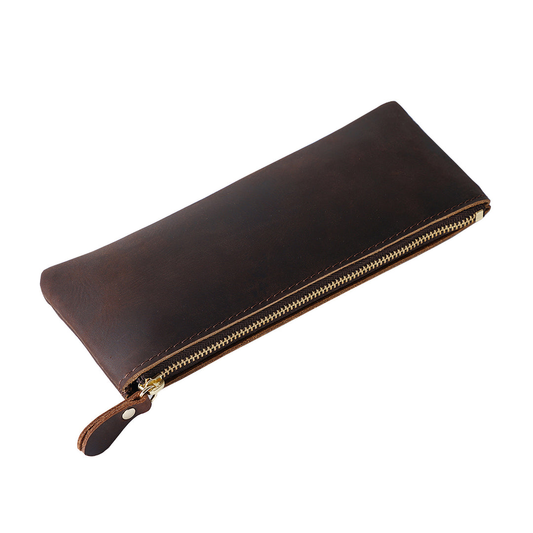 Leather Zippered Pencil Pouch