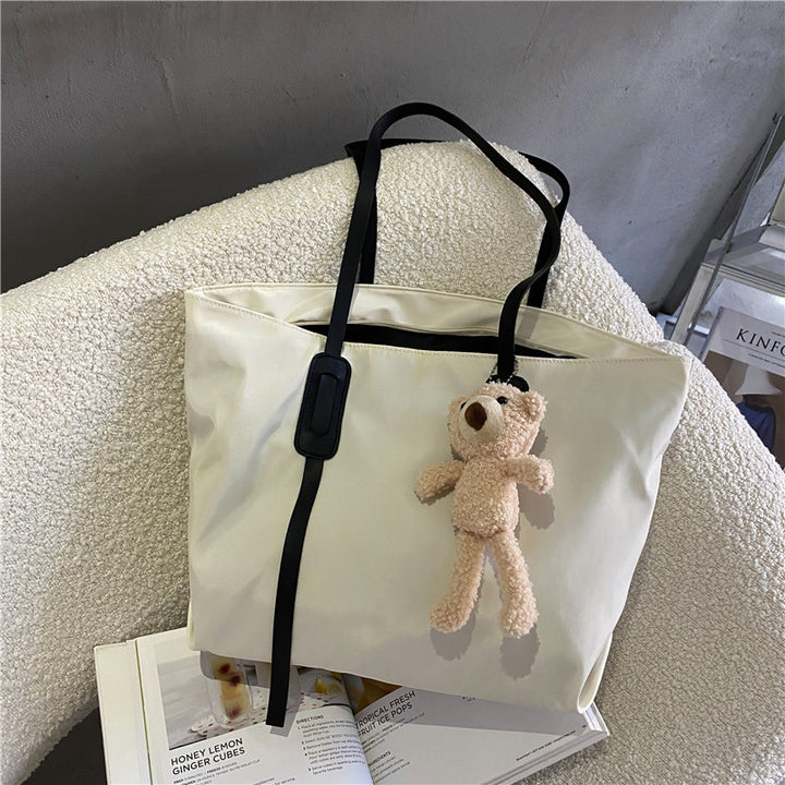 Charming Plush Bear Keychain Tote Bag
