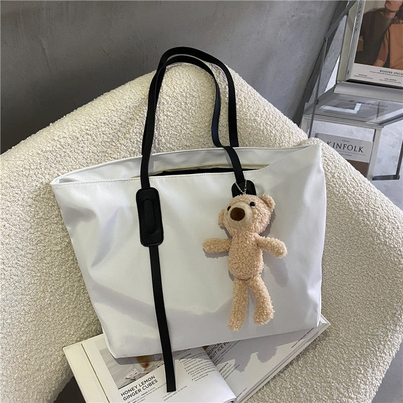 Charming Plush Bear Keychain Tote Bag
