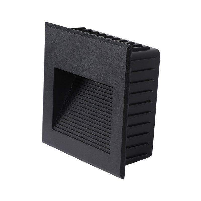 Aluminum Quadrilateral Recessed Wall Light Minimalistic Black LED Footlight for Stairway | Stornfield