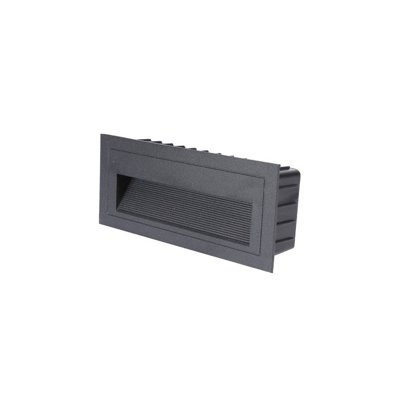 Aluminum Quadrilateral Recessed Wall Light Minimalistic Black LED Footlight for Stairway | Stornfield