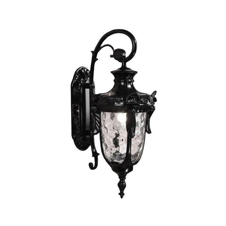 Black Bell Wall Light Classic Ripple Glass 1 Bulb Courtyard Wall Lighting Fixture for Outdoor | Stornfield