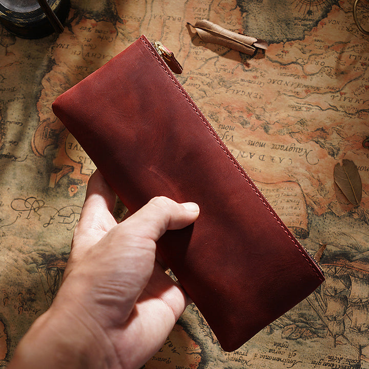 Leather Zippered Pencil Pouch