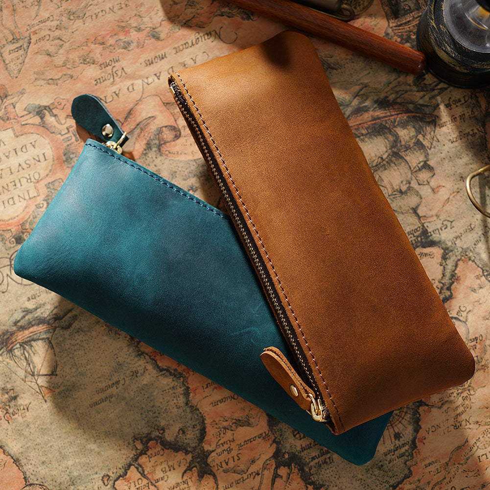 Leather Zippered Pencil Pouch