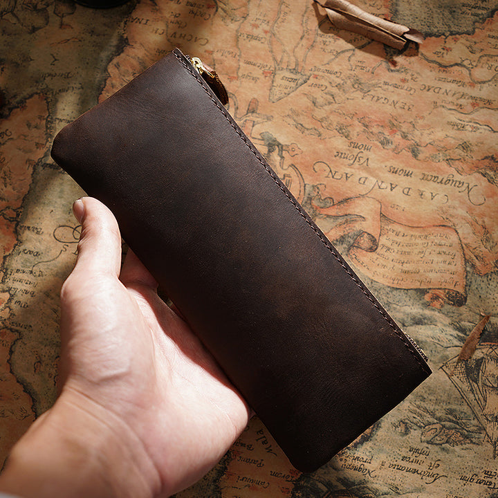 Leather Zippered Pencil Pouch