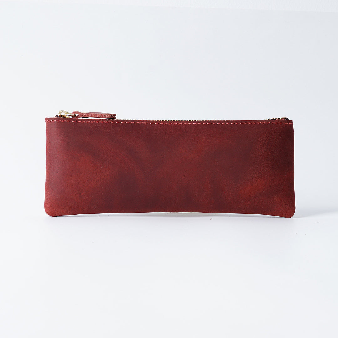 Leather Zippered Pencil Pouch