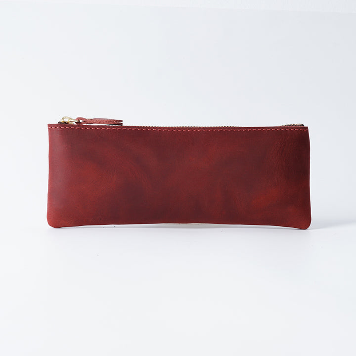 Leather Zippered Pencil Pouch