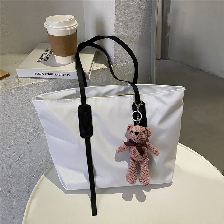 Charming Plush Bear Keychain Tote Bag