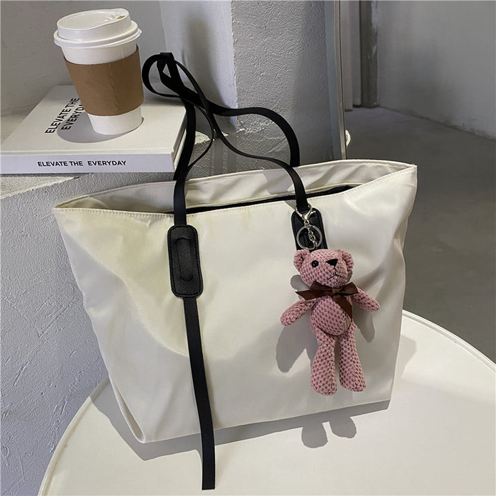 Charming Plush Bear Keychain Tote Bag