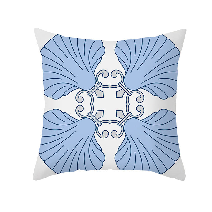 Square Modern Geometric Tile-Pattern Linen-Blend Throw Pillow Cover