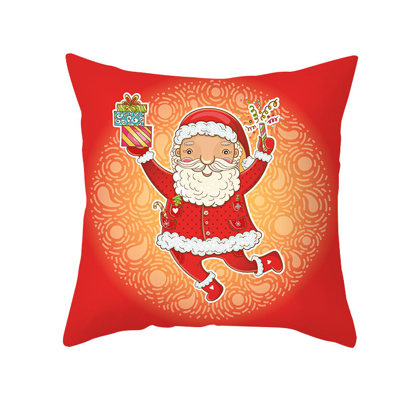 Festive Holiday Square Throw Pillow Cover Merry Christmas Ornaments & Snowflake Print with Concealed Zipper