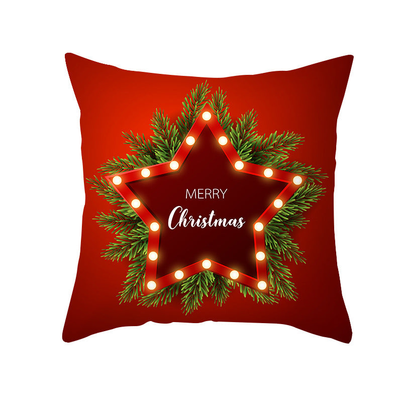 Festive Holiday Square Throw Pillow Cover Merry Christmas Ornaments & Snowflake Print with Concealed Zipper