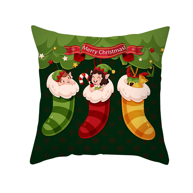 Festive Holiday Square Throw Pillow Cover Merry Christmas Ornaments & Snowflake Print with Concealed Zipper
