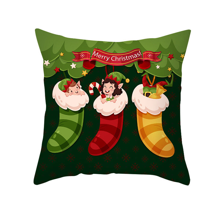 Festive Holiday Square Throw Pillow Cover Merry Christmas Ornaments & Snowflake Print with Concealed Zipper