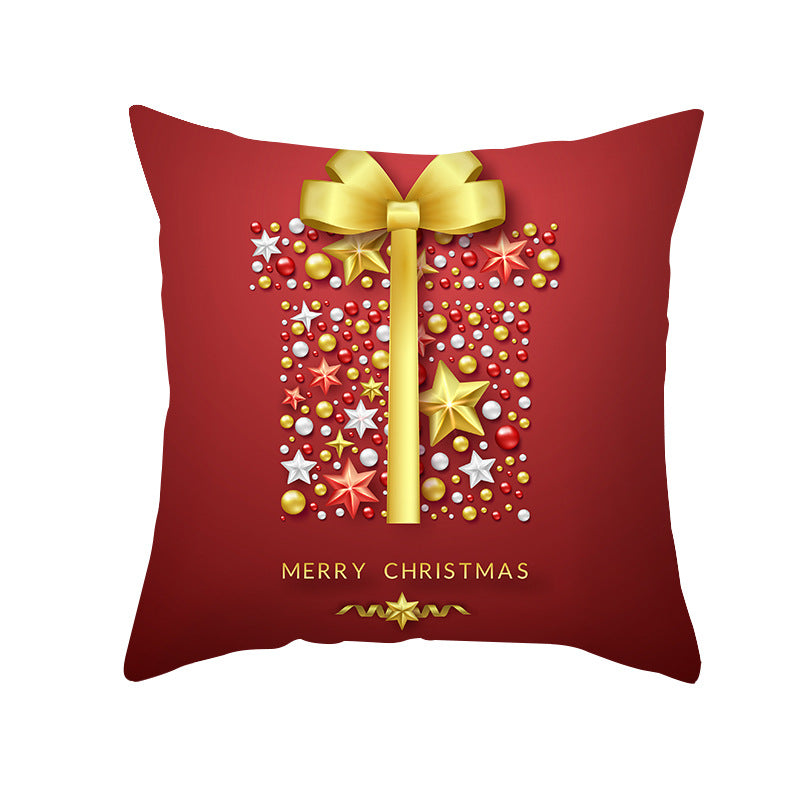 Festive Holiday Square Throw Pillow Cover Merry Christmas Ornaments & Snowflake Print with Concealed Zipper