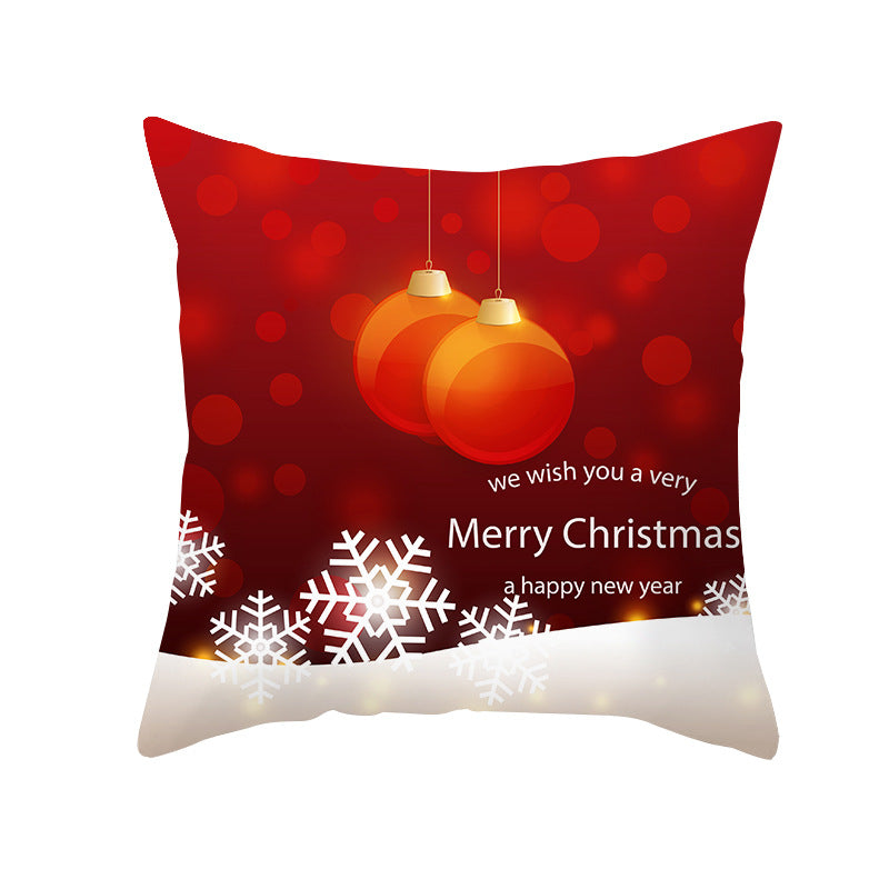 Festive Holiday Square Throw Pillow Cover Merry Christmas Ornaments & Snowflake Print with Concealed Zipper