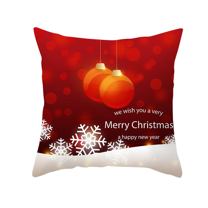 Festive Holiday Square Throw Pillow Cover Merry Christmas Ornaments & Snowflake Print with Concealed Zipper
