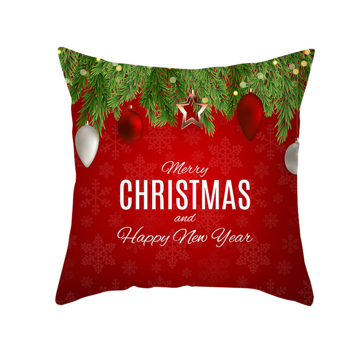 Festive Holiday Square Throw Pillow Cover Merry Christmas Ornaments & Snowflake Print with Concealed Zipper