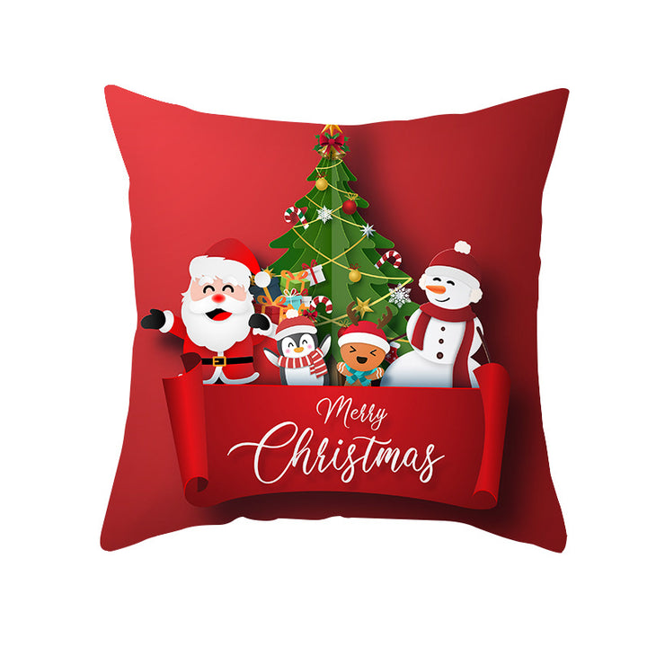Festive Holiday Square Throw Pillow Cover Merry Christmas Ornaments & Snowflake Print with Concealed Zipper